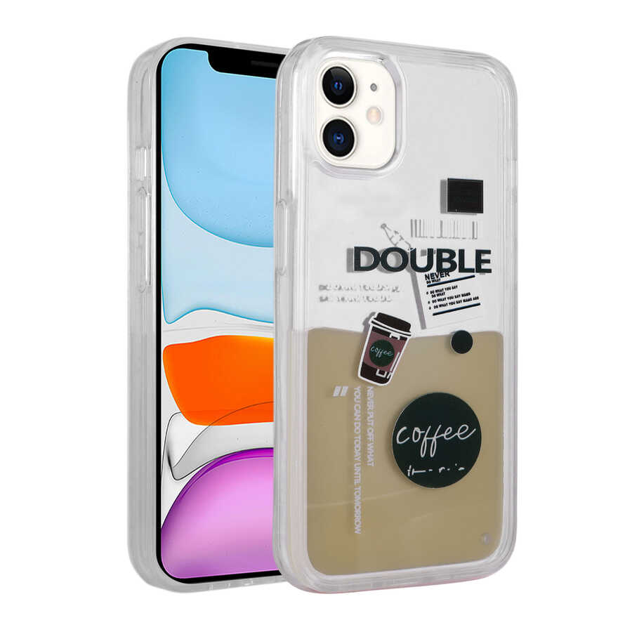 Apple iPhone 11 Kılıf Desenli Sıvılı Zore Drink Silikon Kapak NO3