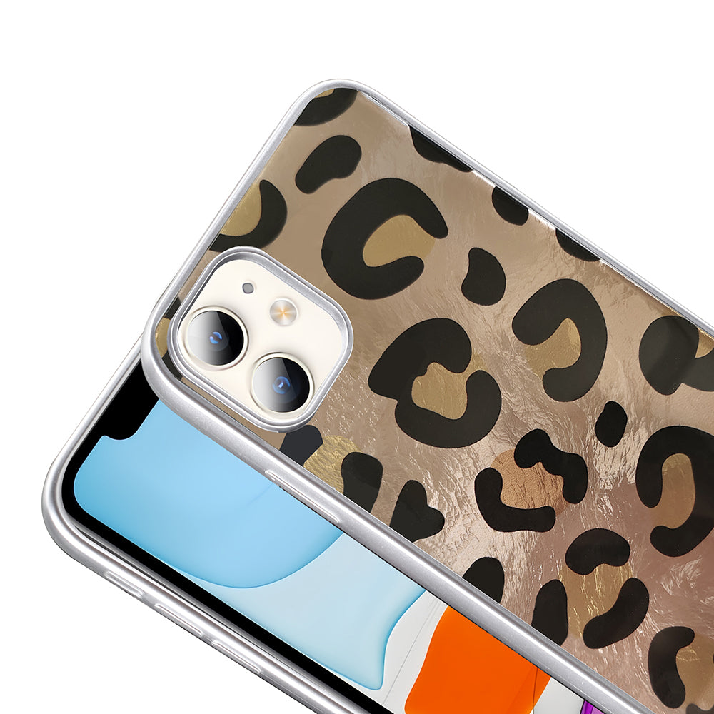 Apple iPhone 11 Kılıf Desenli Zore Mep Kapak Gri Leopar