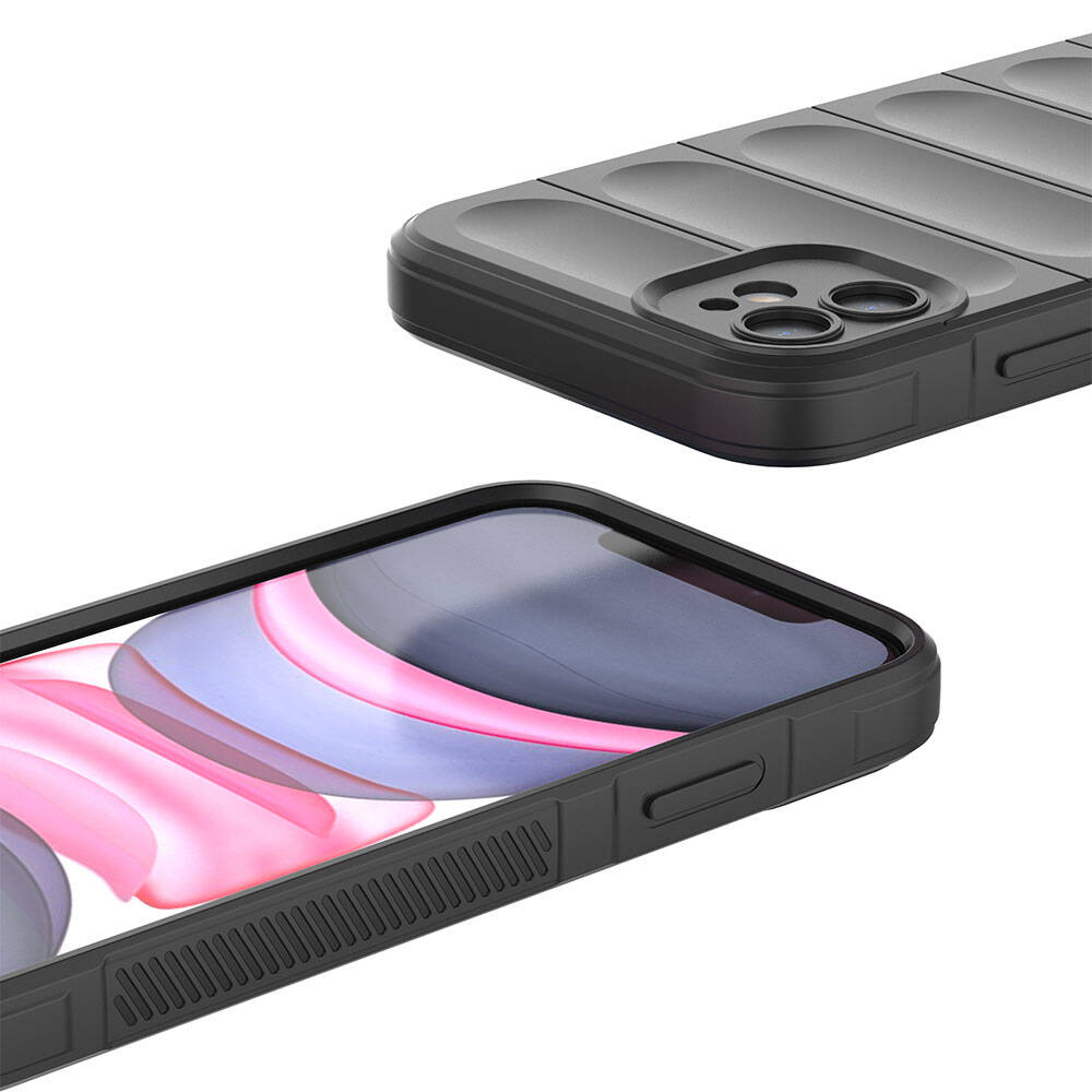 Apple iPhone 11 Kılıf Esnek TPU Oyuklu Arka Yüzey Tasarımlı Zore Etnik Silikon Kapak Koyu Yeşil