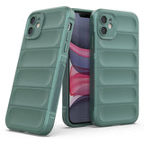 Apple iPhone 11 Kılıf Esnek TPU Oyuklu Arka Yüzey Tasarımlı Zore Etnik Silikon Kapak Koyu Yeşil