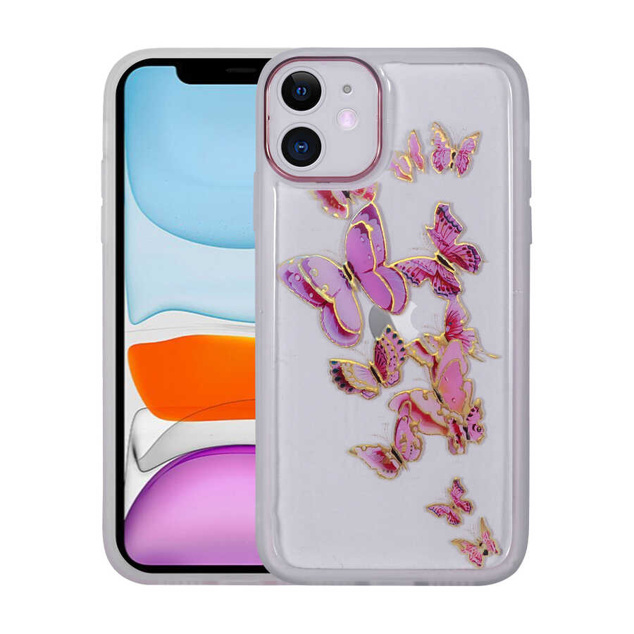 Apple iPhone 11 Kılıf Figürlü Desenli Işıltılı Sert Zore Sos Kapak NO4