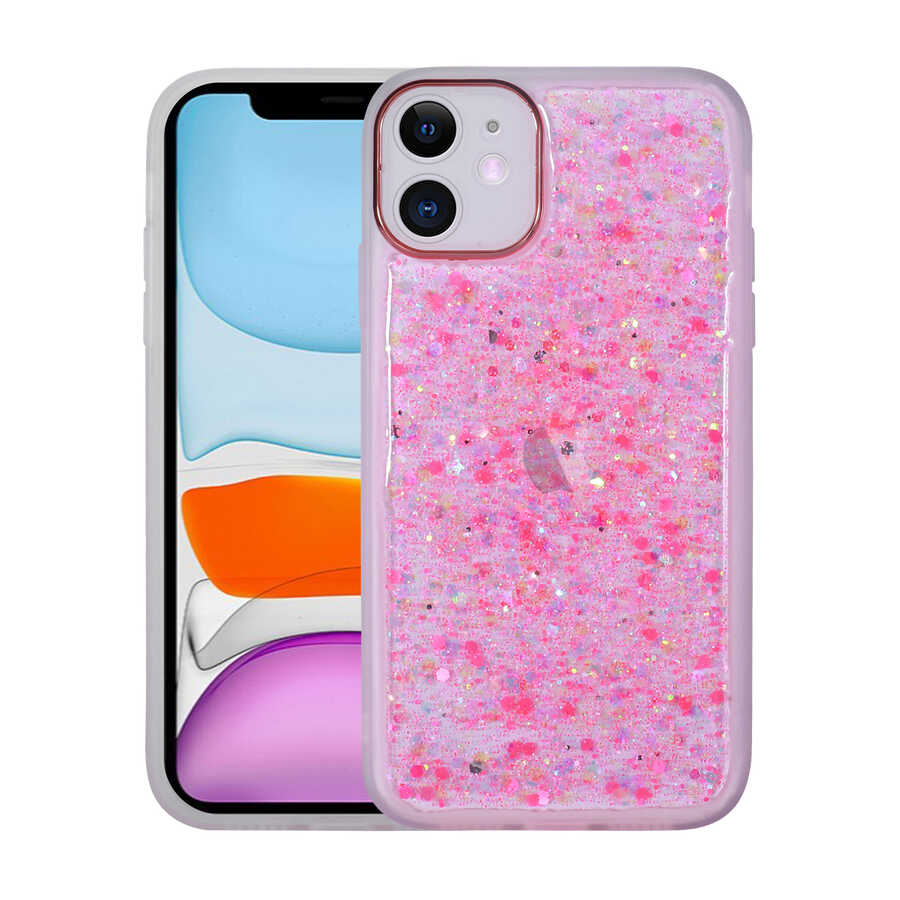 Apple iPhone 11 Kılıf Figürlü Desenli Işıltılı Sert Zore Sos Kapak NO6