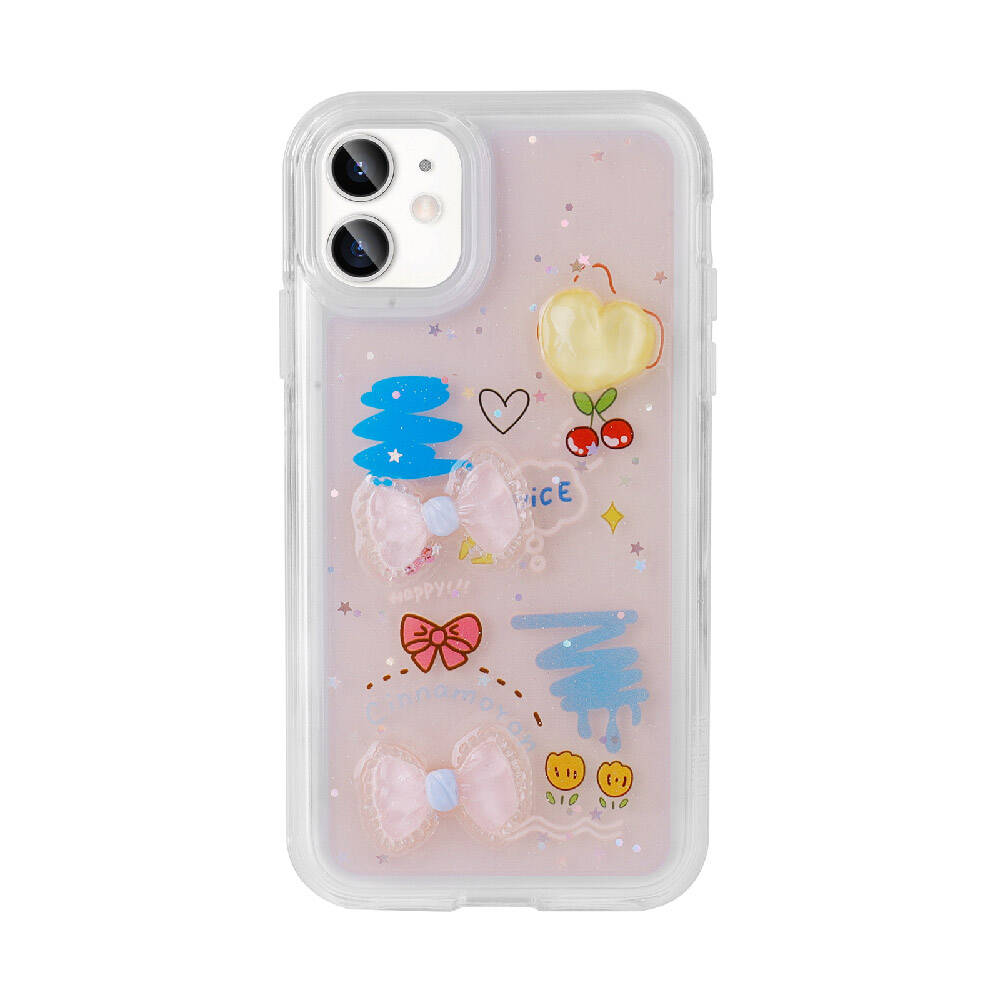 Apple iPhone 11 Kılıf Kabartma Figürlü Parlak Zore Minimini Silikon Kapak Pembe