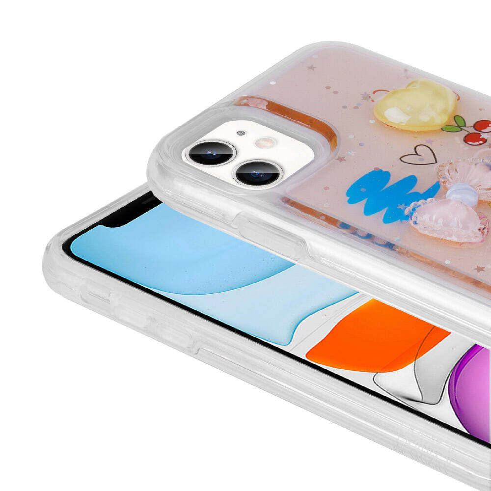 Apple iPhone 11 Kılıf Kabartma Figürlü Parlak Zore Minimini Silikon Kapak Pembe