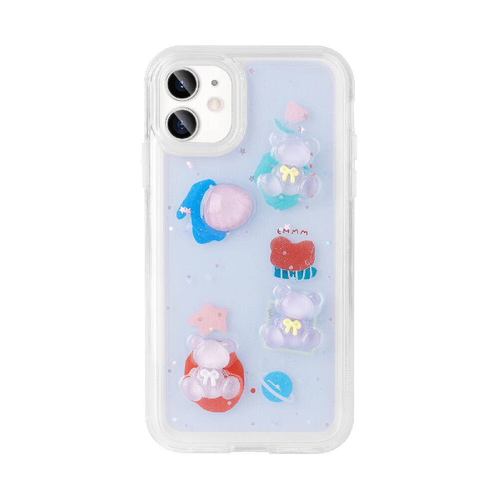 Apple iPhone 11 Kılıf Kabartma Figürlü Parlak Zore Minimini Silikon Kapak Mor
