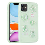 Apple iPhone 11 Kılıf Kabartma Figürlü Parlak Zore Toys Silikon Kapak Açık Yeşil