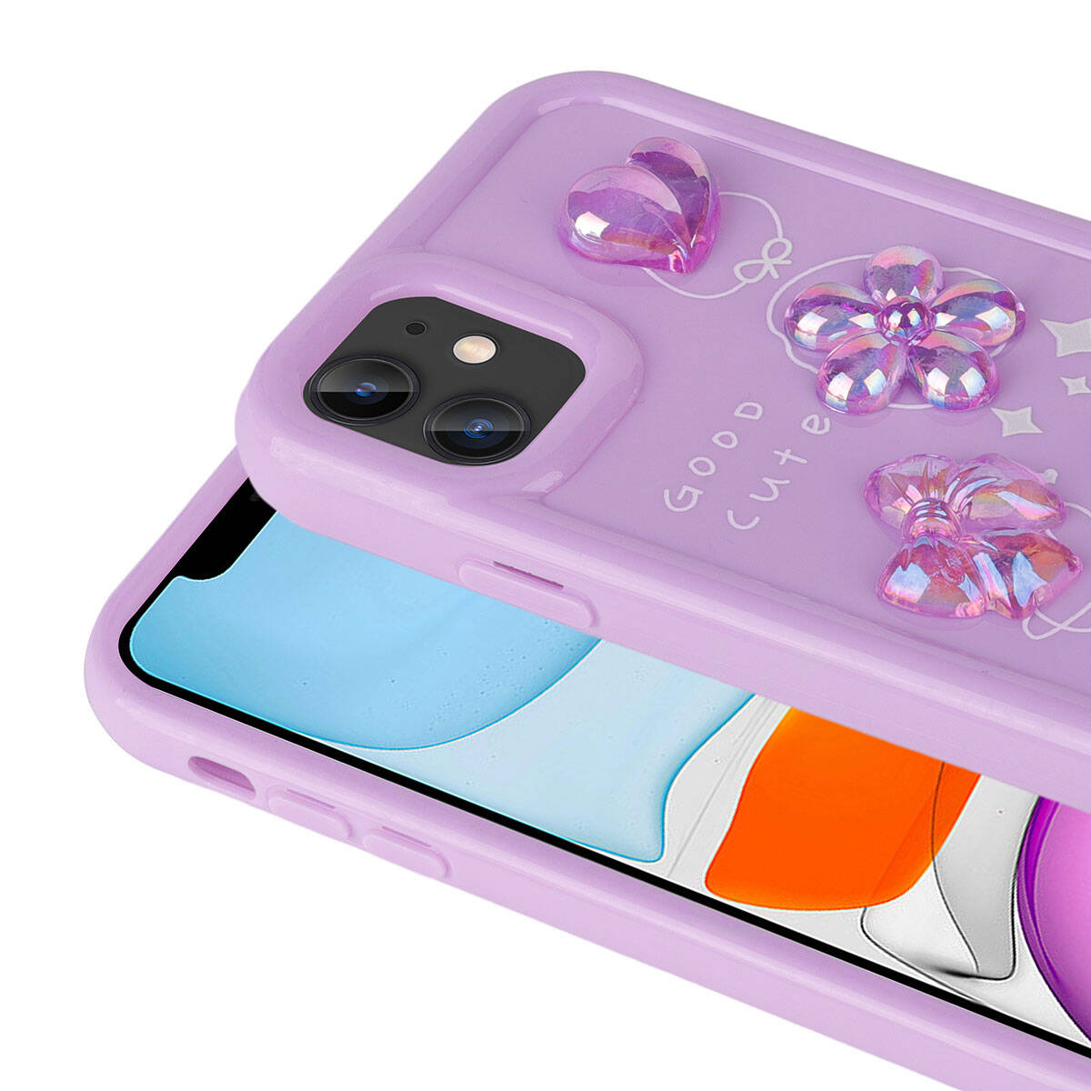 Apple iPhone 11 Kılıf Kabartma Figürlü Parlak Zore Toys Silikon Kapak Açık Yeşil