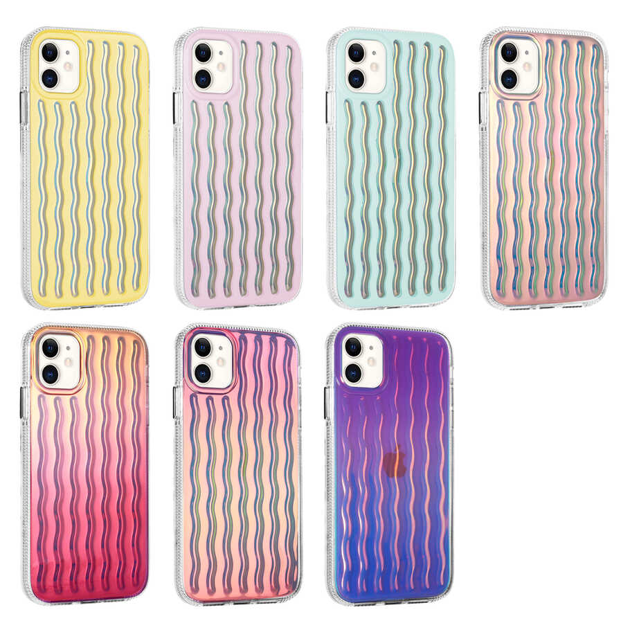 Apple iPhone 11 Kılıf Kabartmalı Dalga Tasarımlı Silikon Zore İsmira Kapak NO2