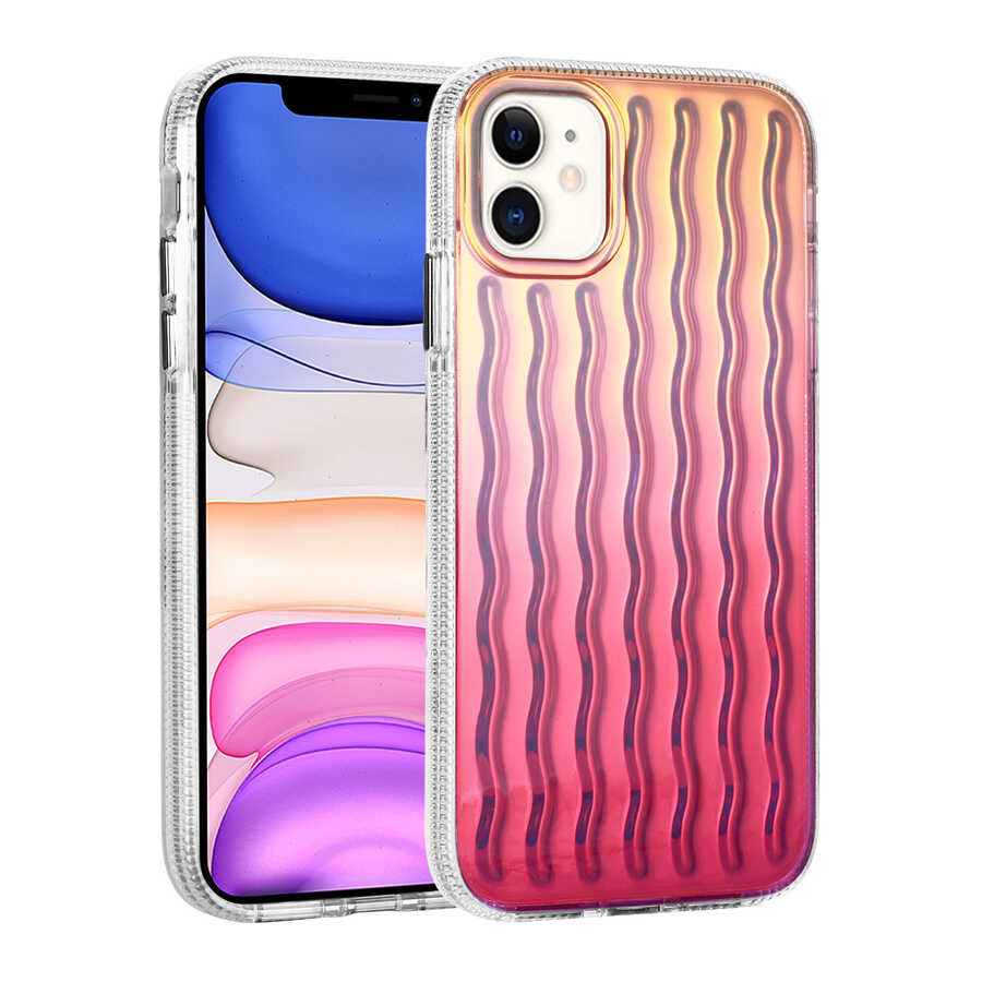 Apple iPhone 11 Kılıf Kabartmalı Dalga Tasarımlı Silikon Zore İsmira Kapak NO8