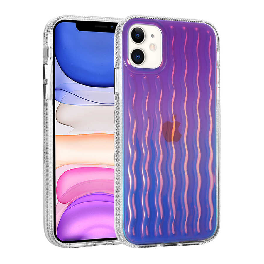 Apple iPhone 11 Kılıf Kabartmalı Dalga Tasarımlı Silikon Zore İsmira Kapak NO10