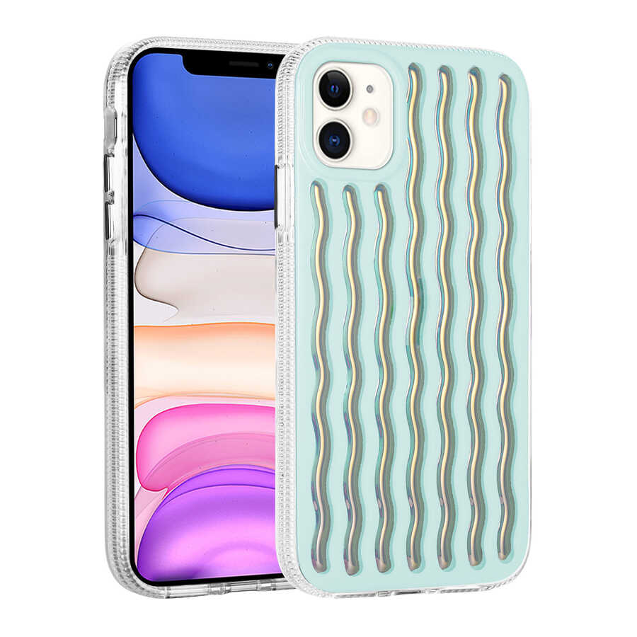 Apple iPhone 11 Kılıf Kabartmalı Dalga Tasarımlı Silikon Zore İsmira Kapak NO4