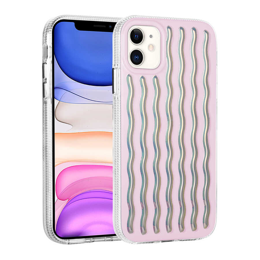 Apple iPhone 11 Kılıf Kabartmalı Dalga Tasarımlı Silikon Zore İsmira Kapak NO2