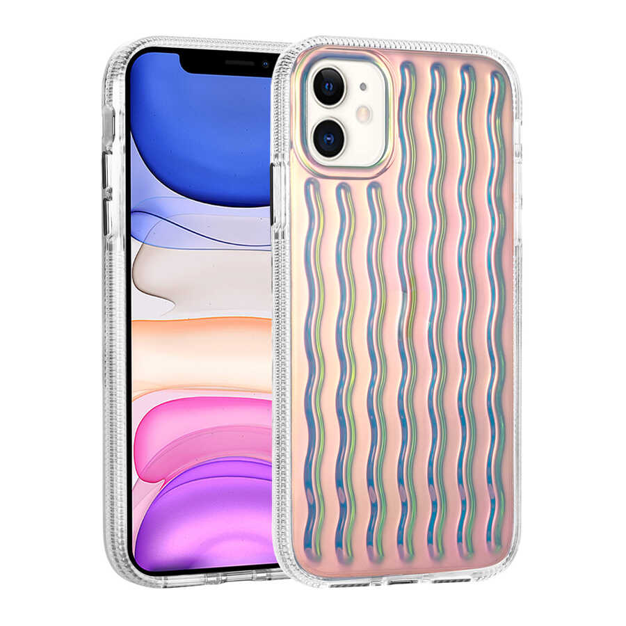 Apple iPhone 11 Kılıf Kabartmalı Dalga Tasarımlı Silikon Zore İsmira Kapak NO7
