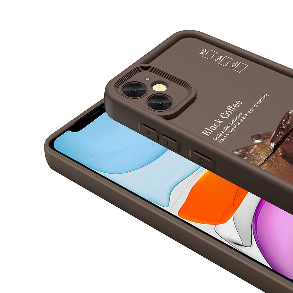 Apple iPhone 11 Kılıf Kamera Korumalı Baskılı Arka Yüzey Zore Klas Kapak Koyu Kahve