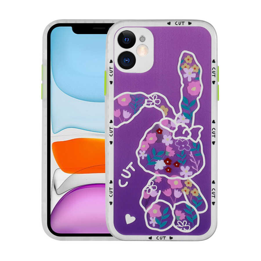 Apple iPhone 11 Kılıf Kamera Korumalı Desenli Sert Zore Hess Kapak NO3