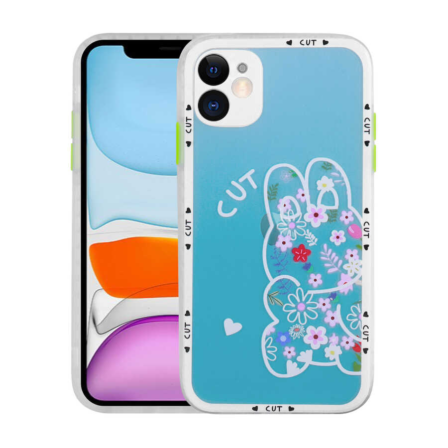 Apple iPhone 11 Kılıf Kamera Korumalı Desenli Sert Zore Hess Kapak NO2