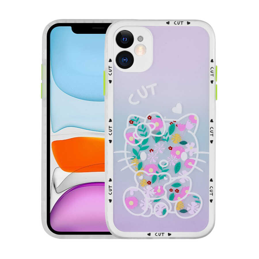 Apple iPhone 11 Kılıf Kamera Korumalı Desenli Sert Zore Hess Kapak NO9