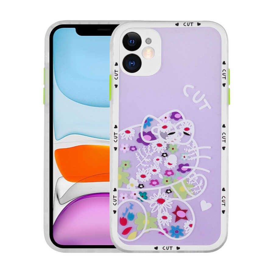 Apple iPhone 11 Kılıf Kamera Korumalı Desenli Sert Zore Hess Kapak NO8
