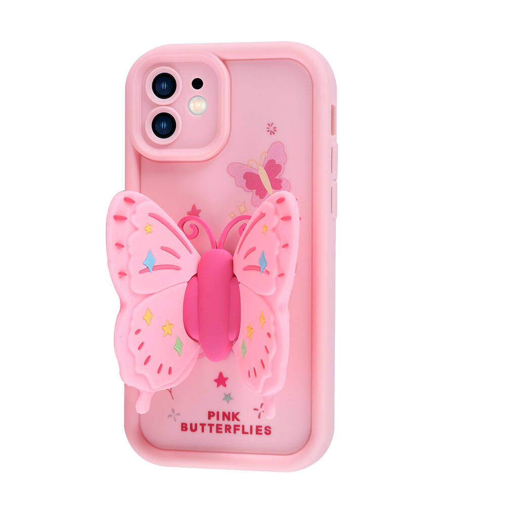 Apple iPhone 11 Kılıf Kamera Korumalı Figür Tasarımlı Zore Kapya Kapak Pembe Açık