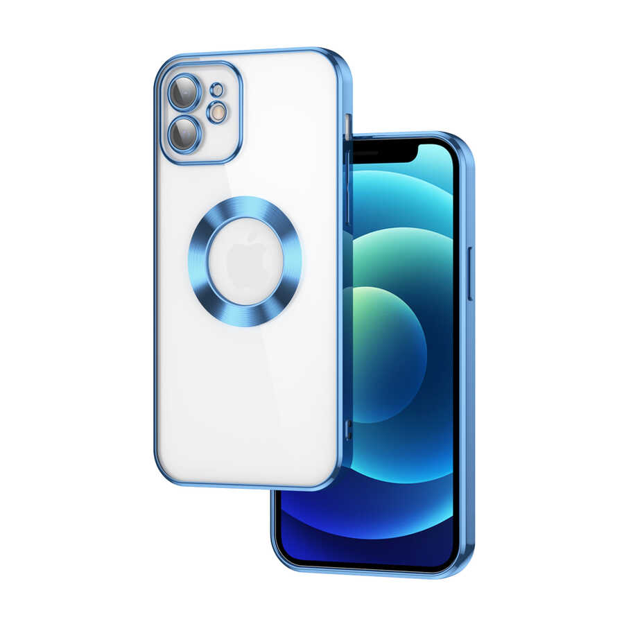 Apple iPhone 11 Kılıf Kamera Korumalı Logo Gösteren Zore Omega Kapak Mavi Açık