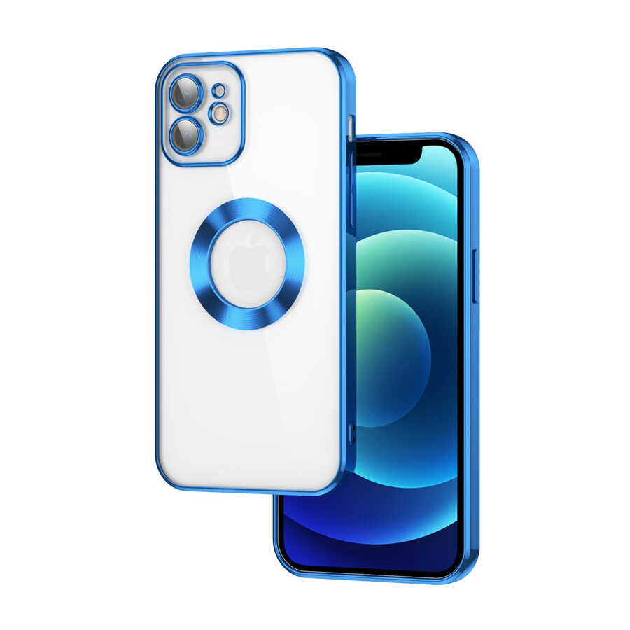 Apple iPhone 11 Kılıf Kamera Korumalı Logo Gösteren Zore Omega Kapak Mavi