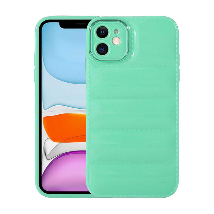 Apple iPhone 11 Kılıf Kamera Korumalı Parlak Airbag'li Zore Galya Kapak Su Yeşil