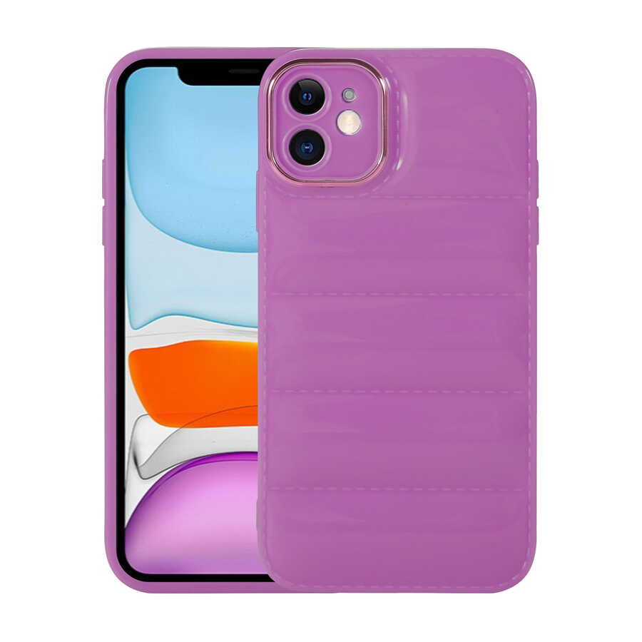 Apple iPhone 11 Kılıf Kamera Korumalı Parlak Airbag'li Zore Galya Kapak Mor