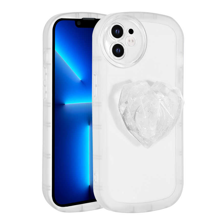Apple iPhone 11 Kılıf Kamera Korumalı Pop Soketli Renkli Zore Ofro Kapak Beyaz