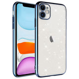 Apple iPhone 11 Kılıf Kamera Korumalı Renkli Çerçeveli Simli Zore Garage Kapak Gümüş