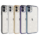 Apple iPhone 11 Kılıf Kamera Korumalı Renkli Çerçeveli Simli Zore Garage Kapak Mavi