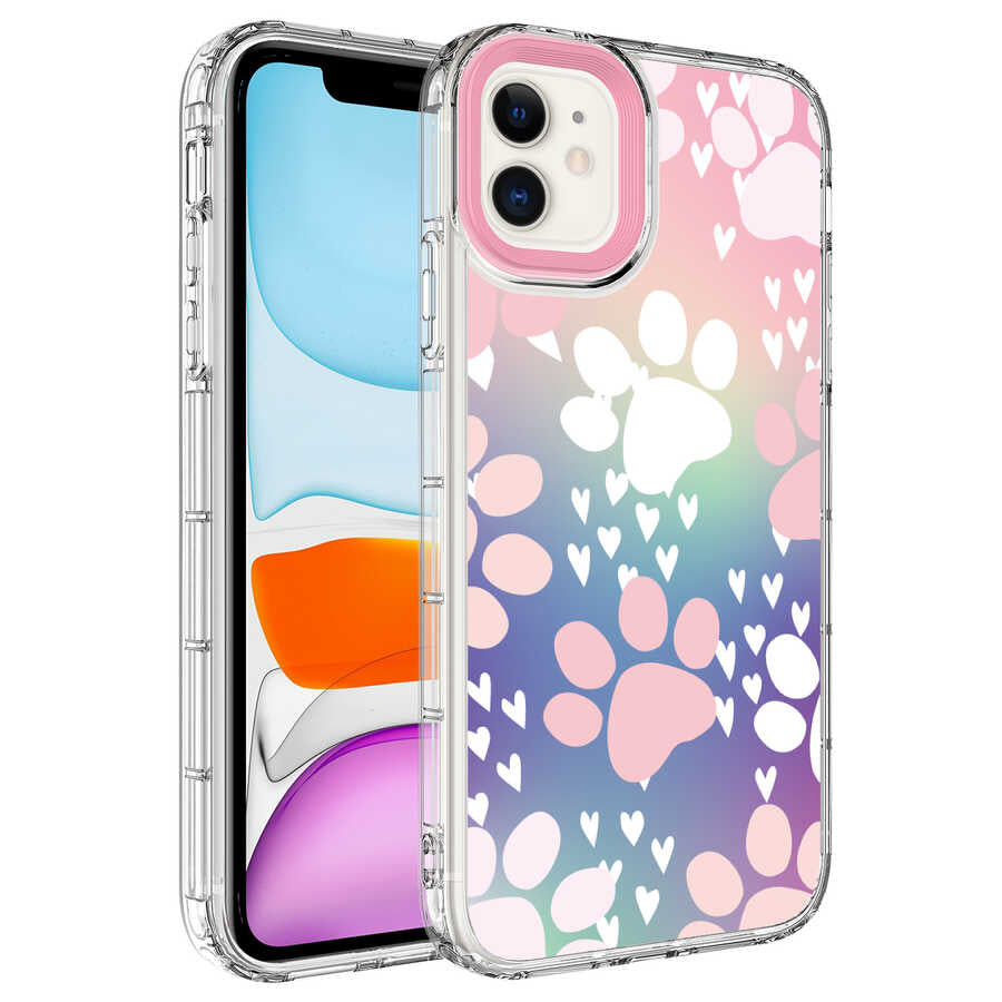 Apple iPhone 11 Kılıf Kamera Korumalı Renkli Desenli Sert Silikon Zore Korn Kapak NO9