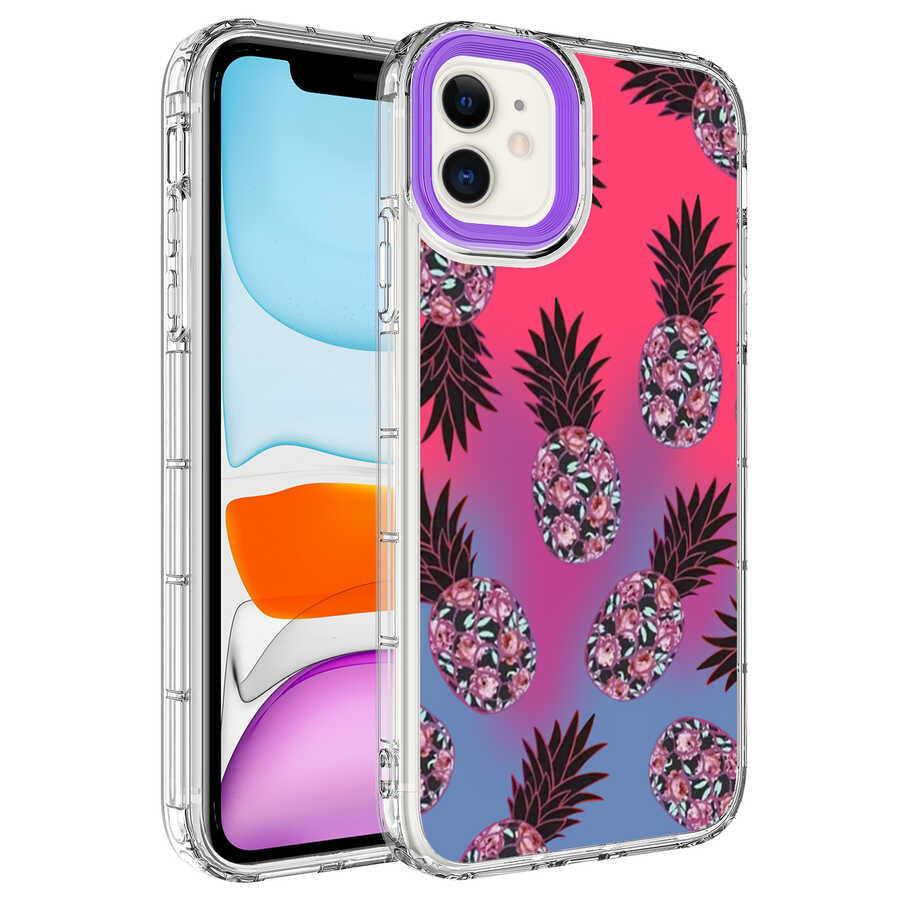 Apple iPhone 11 Kılıf Kamera Korumalı Renkli Desenli Sert Silikon Zore Korn Kapak NO6