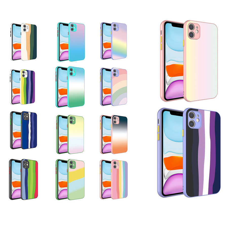 Apple iPhone 11 Kılıf Kamera Korumalı Renkli Temperli Zore X-Cam Kapak NO7