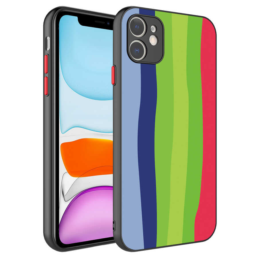 Apple iPhone 11 Kılıf Kamera Korumalı Renkli Temperli Zore X-Cam Kapak NO4