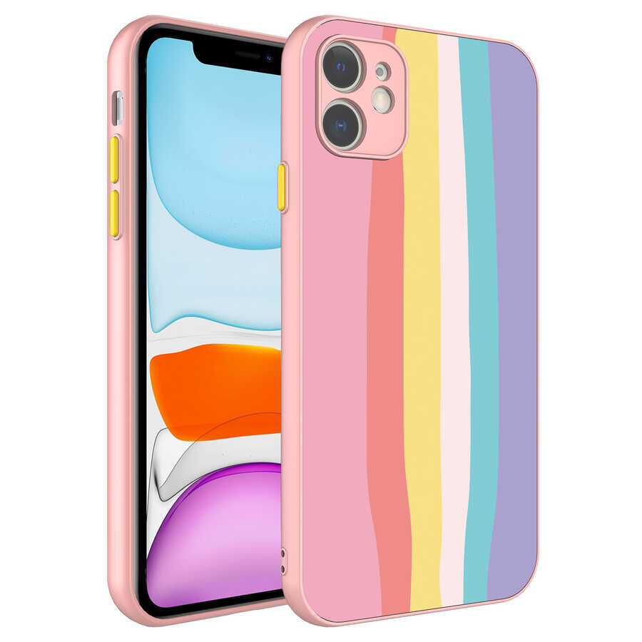 Apple iPhone 11 Kılıf Kamera Korumalı Renkli Temperli Zore X-Cam Kapak NO5