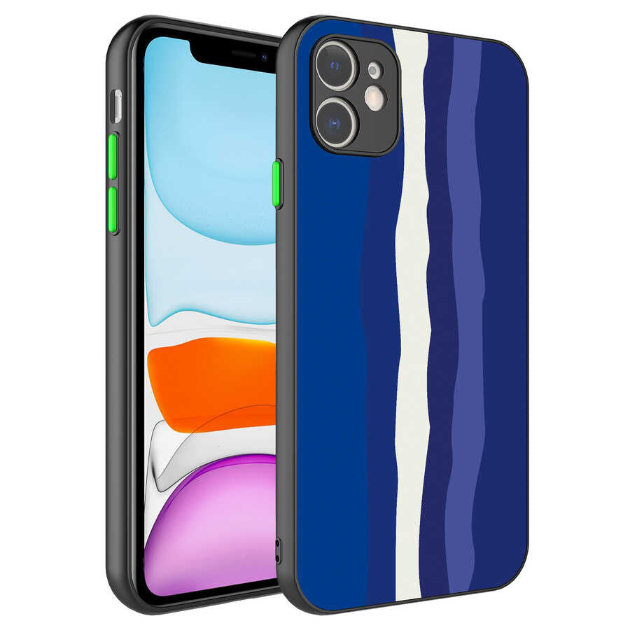 Apple iPhone 11 Kılıf Kamera Korumalı Renkli Temperli Zore X-Cam Kapak NO6