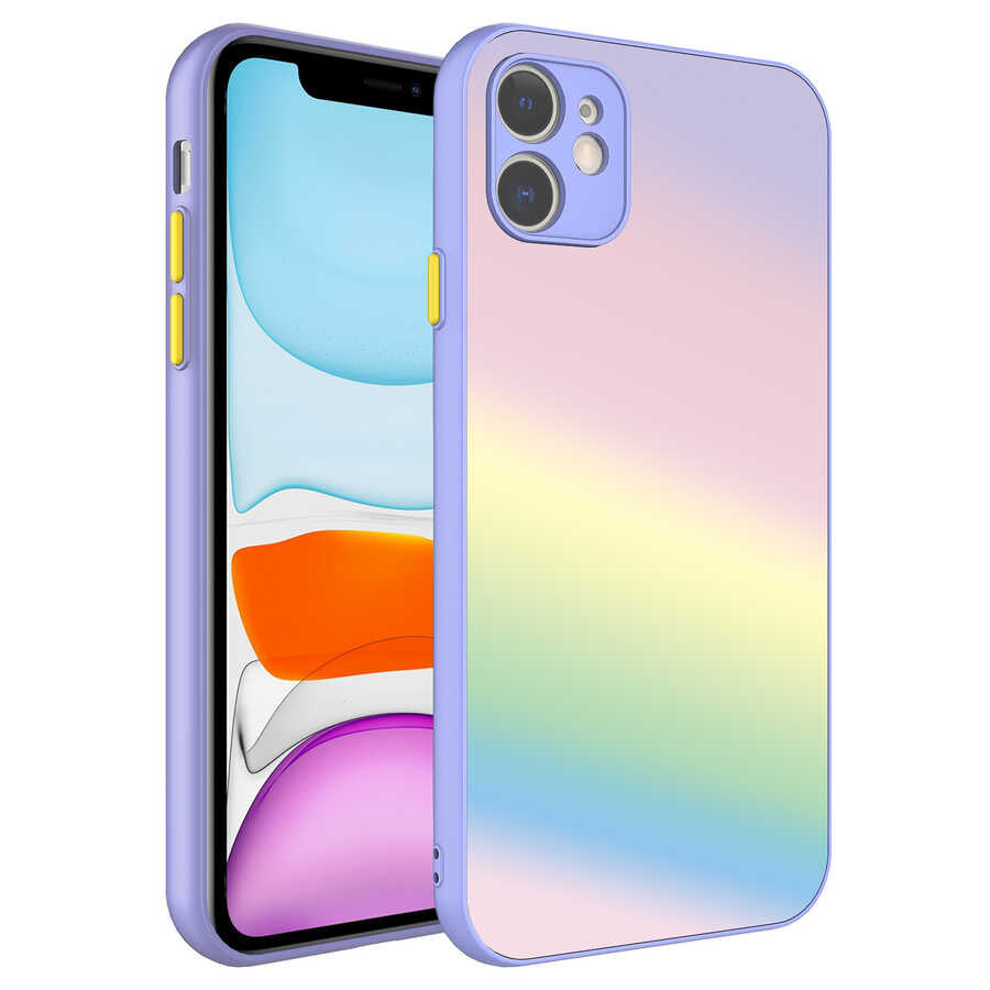 Apple iPhone 11 Kılıf Kamera Korumalı Renkli Temperli Zore X-Cam Kapak NO7