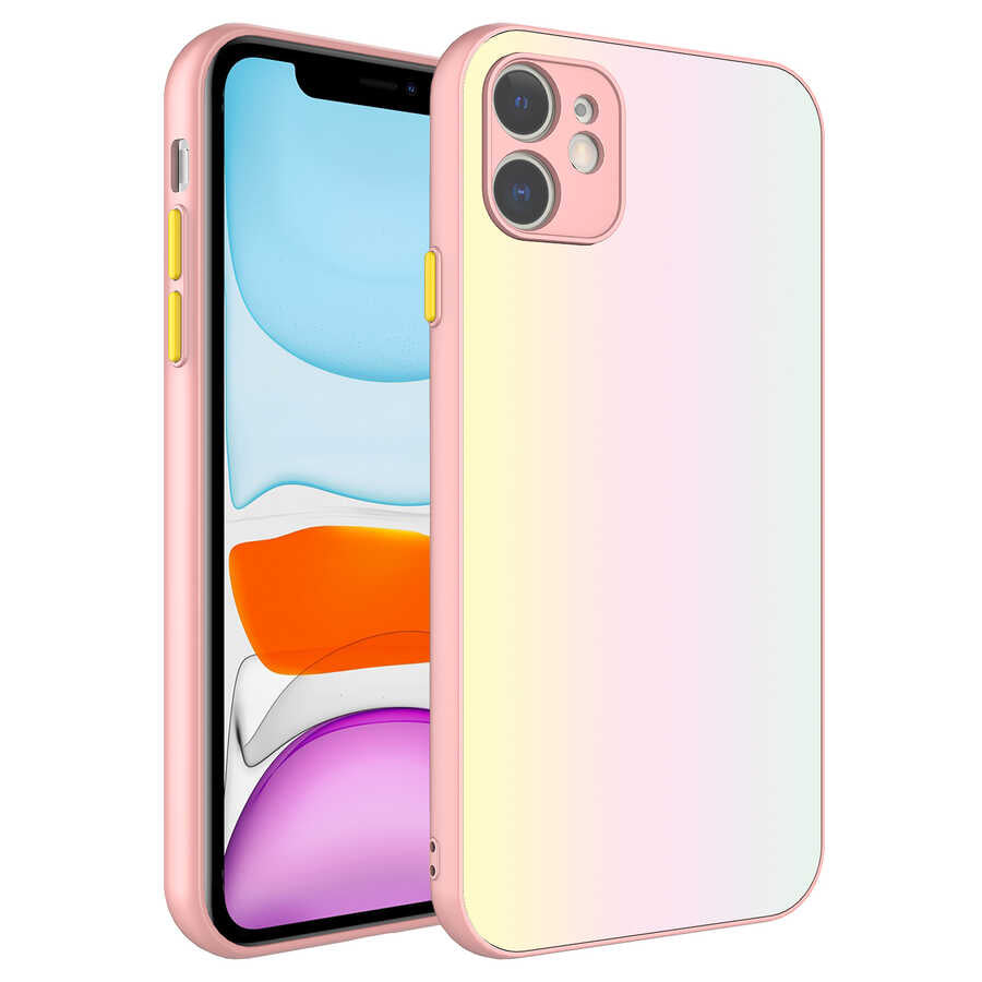 Apple iPhone 11 Kılıf Kamera Korumalı Renkli Temperli Zore X-Cam Kapak NO8
