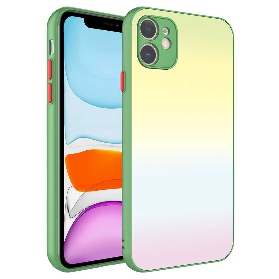 Apple iPhone 11 Kılıf Kamera Korumalı Renkli Temperli Zore X-Cam Kapak NO9