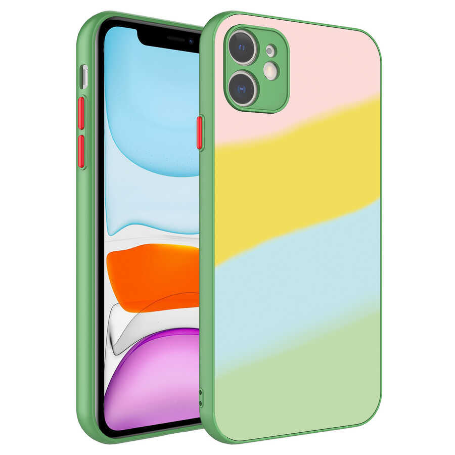 Apple iPhone 11 Kılıf Kamera Korumalı Renkli Temperli Zore X-Cam Kapak NO10
