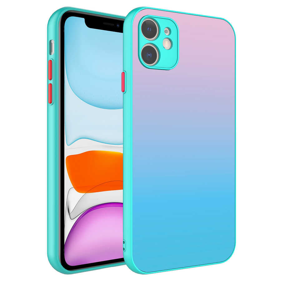 Apple iPhone 11 Kılıf Kamera Korumalı Renkli Temperli Zore X-Cam Kapak NO11
