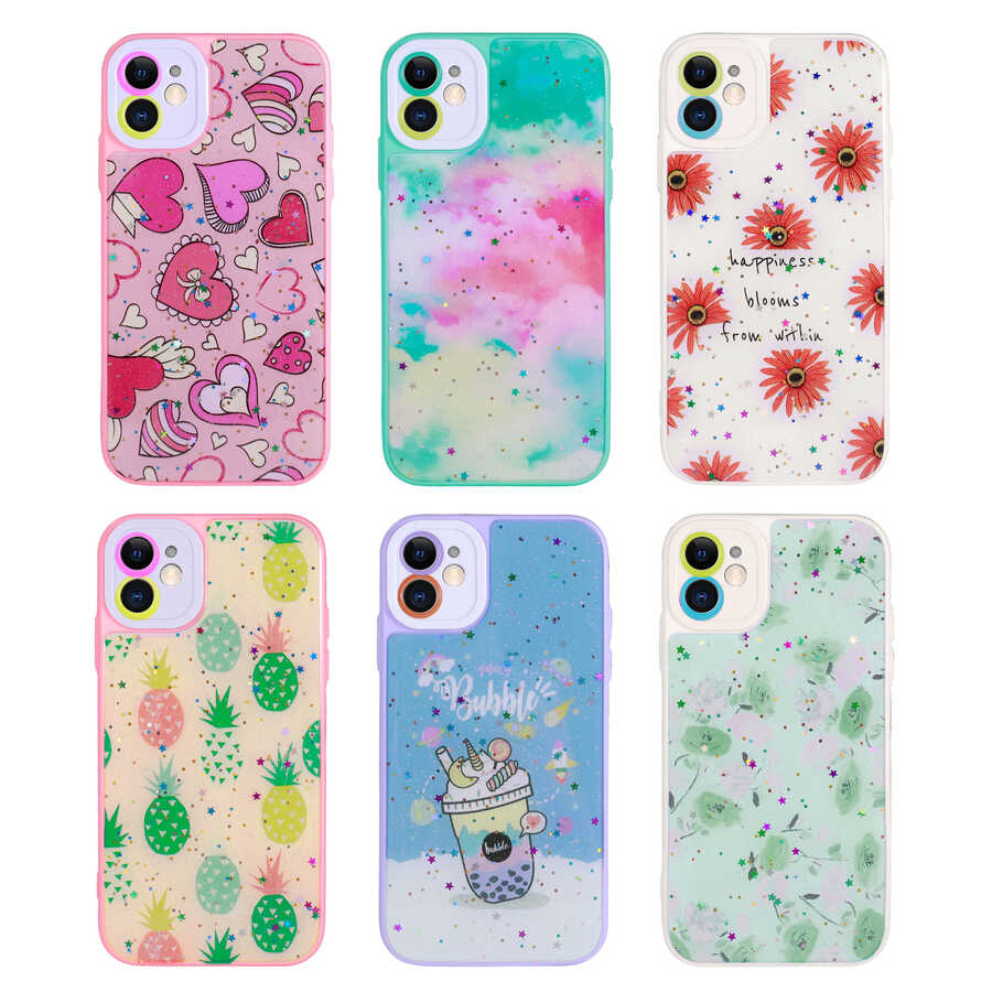 Apple iPhone 11 Kılıf Kamera Korumalı Sert Desenli Zore Pami Kapak NO4