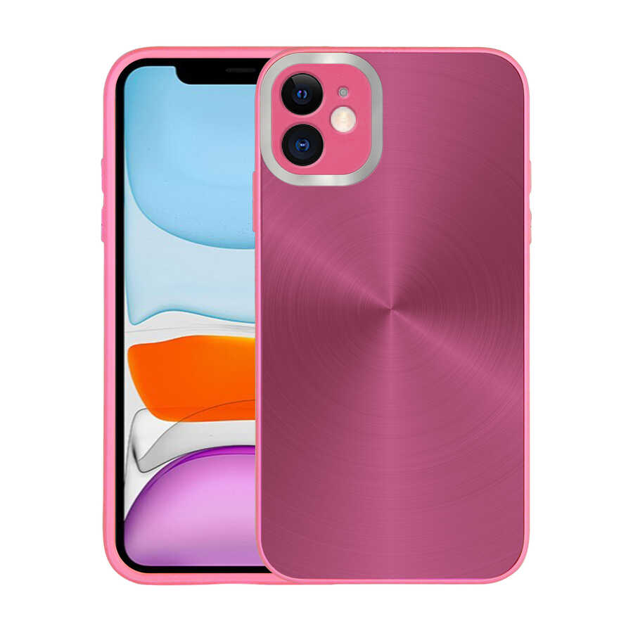 Apple iPhone 11 Kılıf Kamera Korumalı Sert Zore Desa Kapak Pembe Koyu