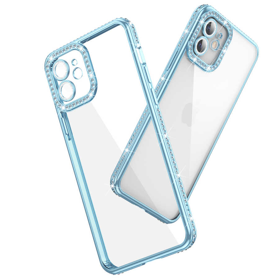 Apple iPhone 11 Kılıf Kamera Korumalı Taşlı Zore Mina Kapak Rose Gold