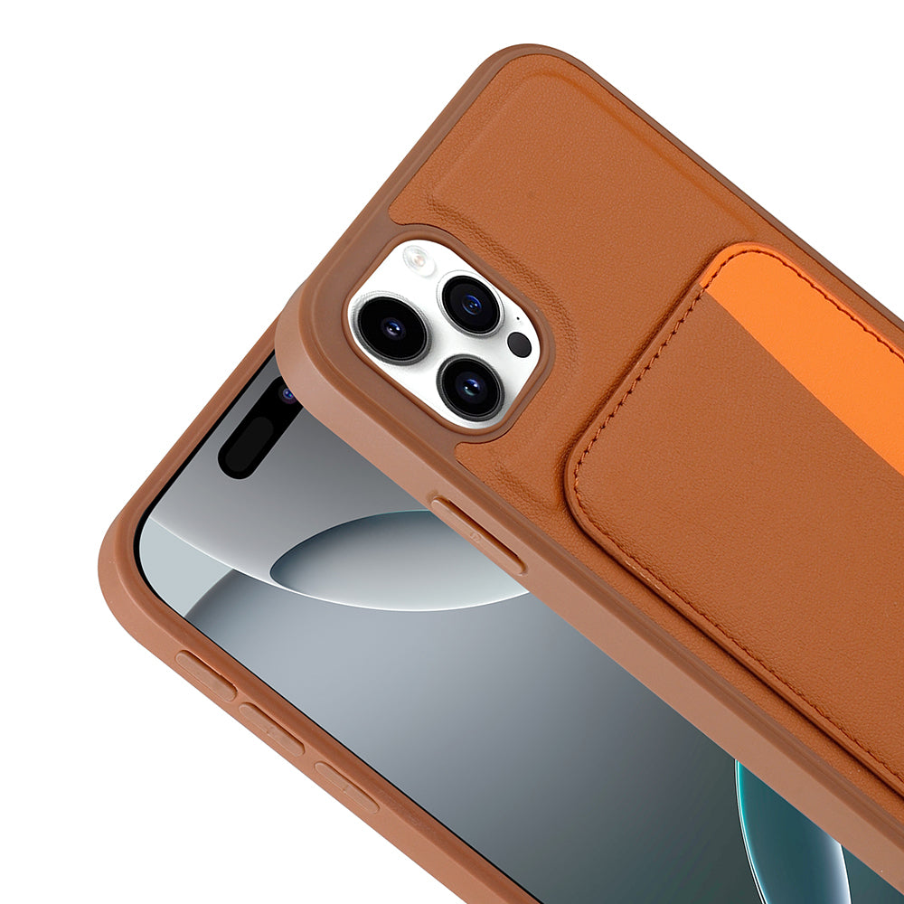 Apple iPhone 11 Kılıf Kartlıklı Zore X-Kart Silikon Kapak Kahverengi