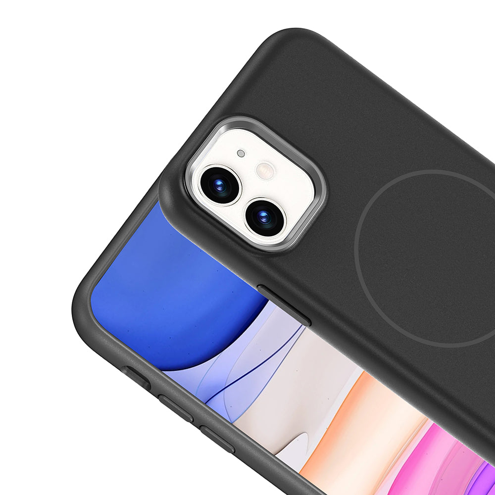 Apple iPhone 11 Kılıf M-Safe Şarj Özellikli Metal Kamera Çerçeveli Zore Edi Silikon Kapak Siyah
