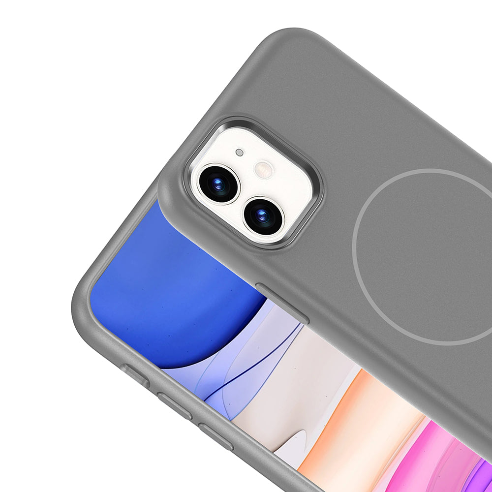 Apple iPhone 11 Kılıf M-Safe Şarj Özellikli Metal Kamera Çerçeveli Zore Edi Silikon Kapak Lila