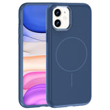 Apple iPhone 11 Kılıf M-Safe Şarj Özellikli Metal Kamera Çerçeveli Zore Edi Silikon Kapak Lacivert