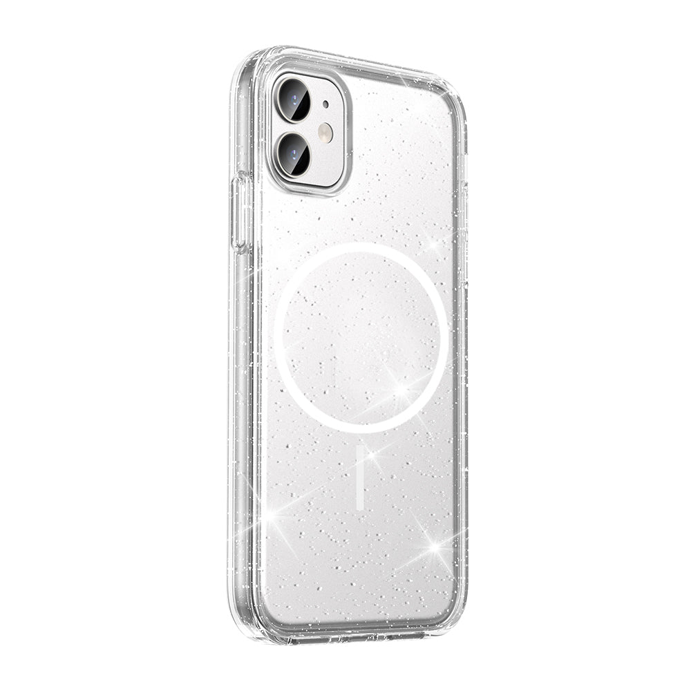 Apple iPhone 11 Kılıf M-safe Şarj Özellikli Parlayan Simli Saydam Renkli Zore Maris Kapak Şeffaf