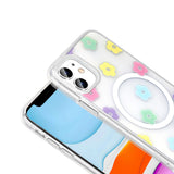 Apple iPhone 11 Kılıf M-Safe Şarj Özellikli Şeffaf Zore Folk Sert Kapak Kalp